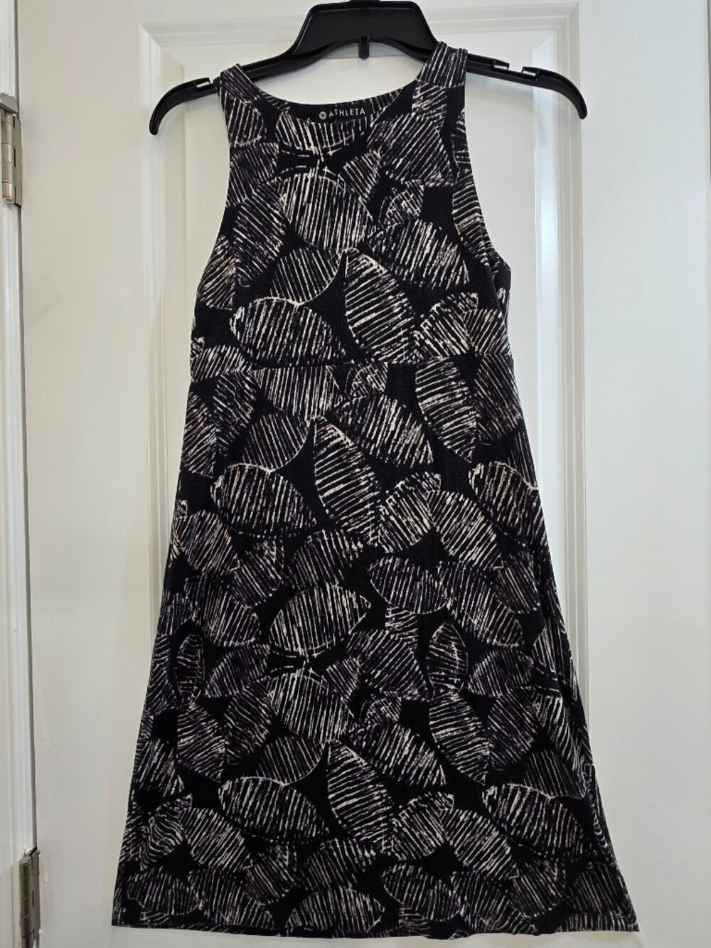 Athleta Santorini Printed High Neck Dress - Etched Leaves Black - Picture 2 of 7
